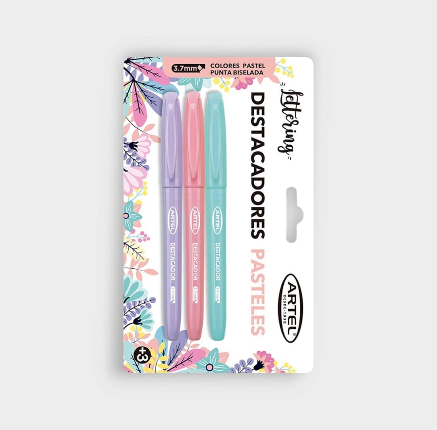 Destacadores Pastel 3 Colores Artel