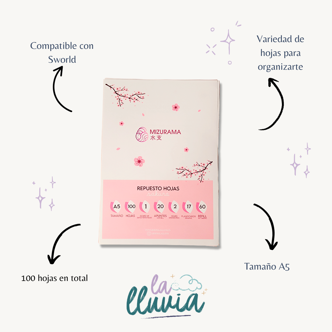 Refill Sakura Planner A5 "Mizurama" (Compatible con Sworld)