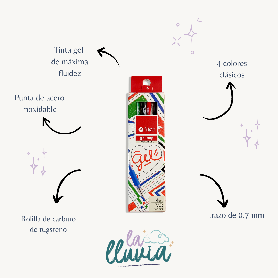 Bolígrafo Filgo Gel Pop 4 Colores