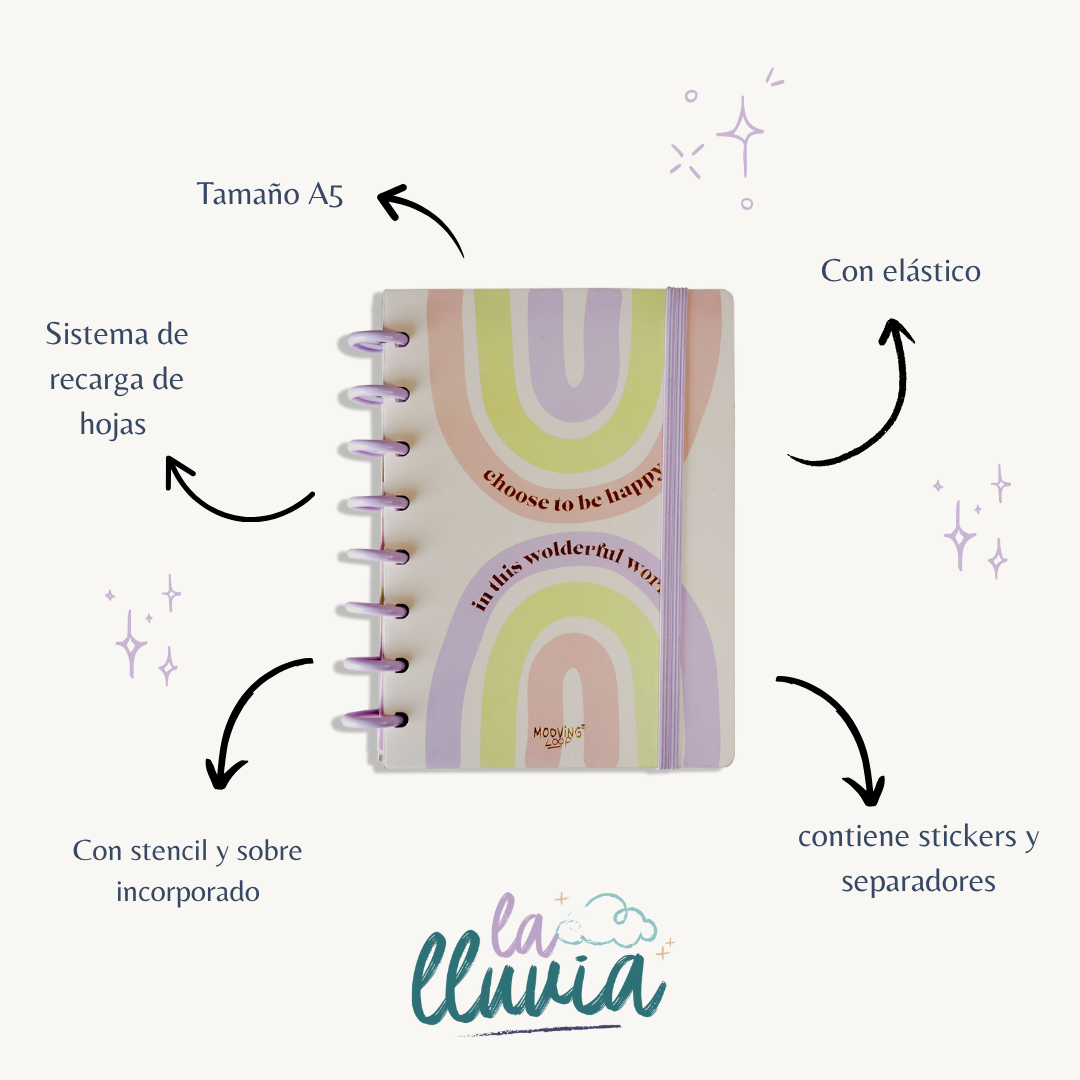 Cuaderno Mooving loop A5 "Choose to be happy"