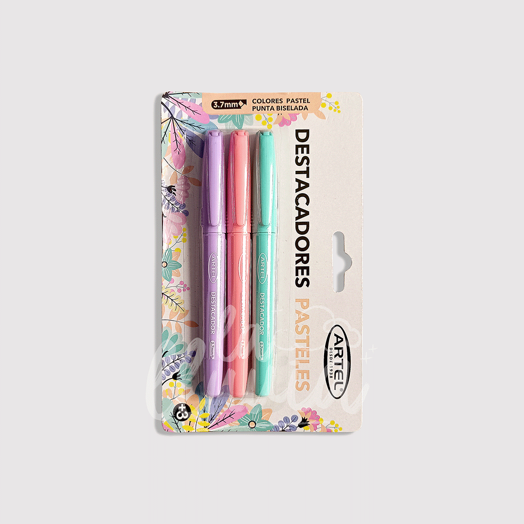 Destacadores Pastel 3 Colores Artel - Librería la lluvia