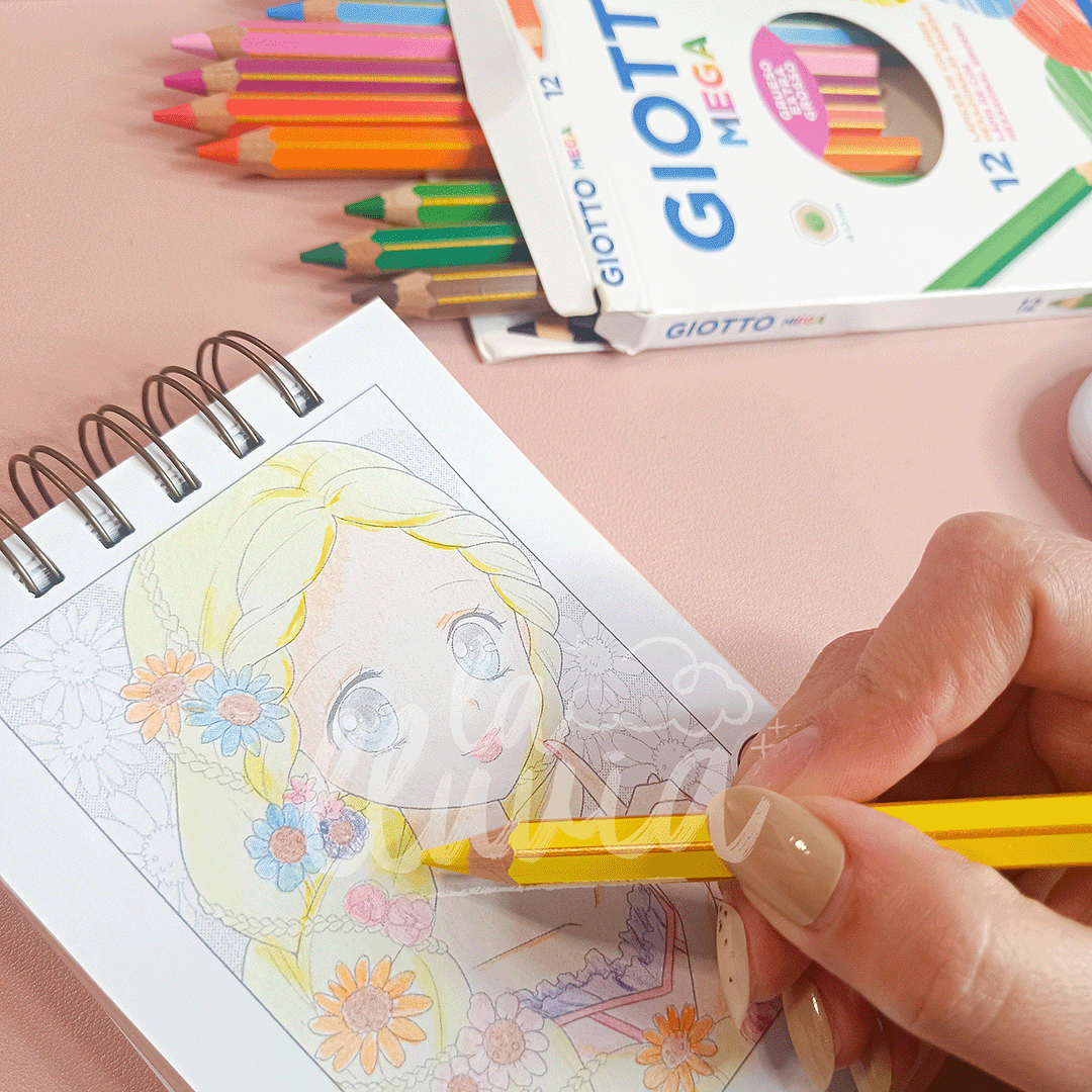 Lápiz Color Giotto Jumbo Mega Hexagonal Largo 12 Unidades