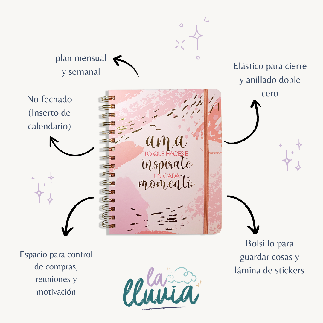 Planner Mensual Artel RoseGold - Librería la lluvia