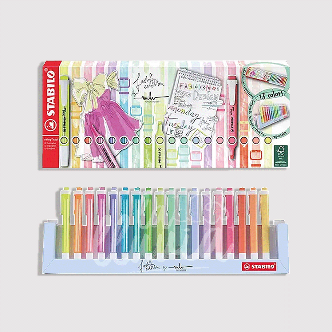 Set 18 destacadores Stabilo Swing Cool Fashion Edition