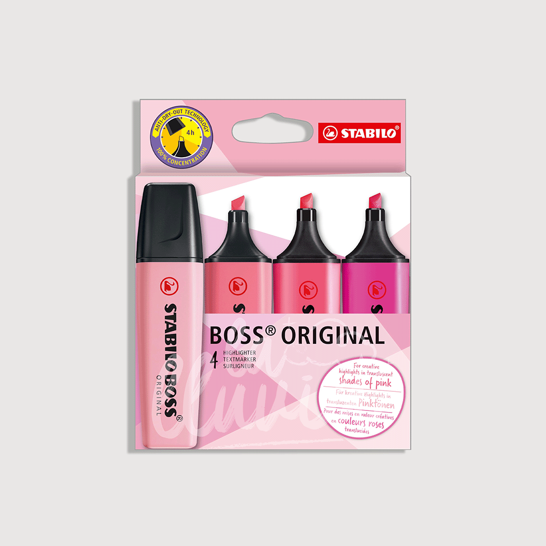 Set 4 destacadores Stabilo Boss Original Shades of Pink
