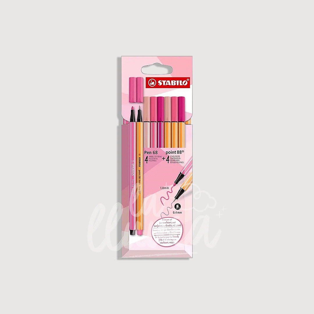 Set 8 marcadores Stabilo Shades of Pink – Pen 68 & Point 88