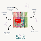 Set destacador Maped tonos pastel 4 colores
