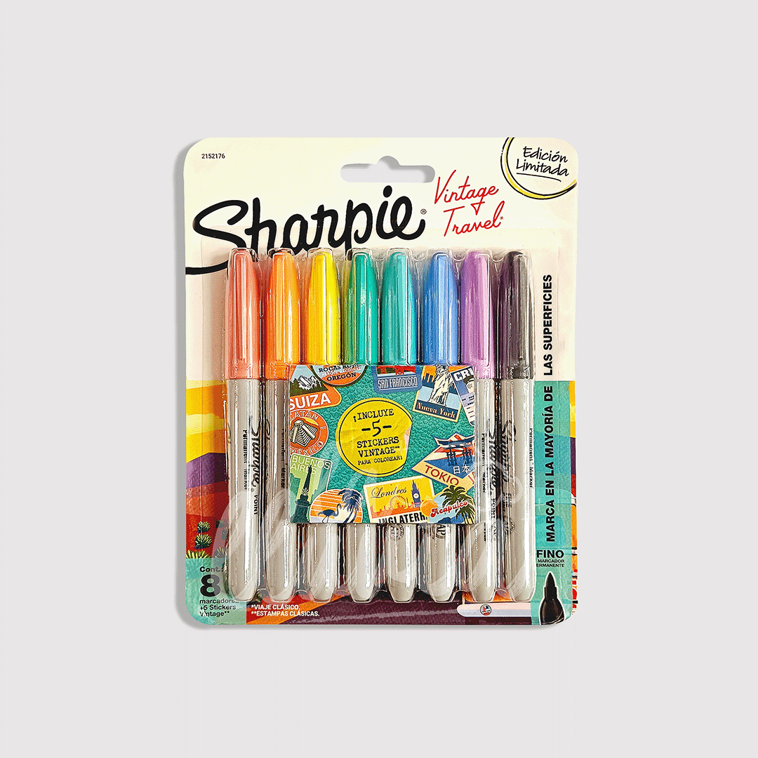 Marcadores Sharpie Permanente Punta Fina Vintage X8 Colores - Librería la lluvia